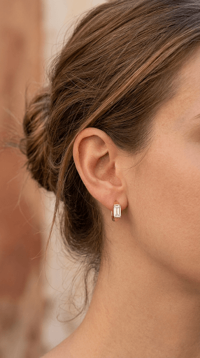 CZ Baguette Embedded Huggie Earring