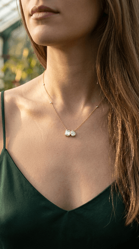 Duo Stone CZ Pendant Necklace