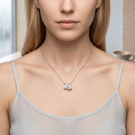 Lab Grown Diamond Toi et Moi Pendant Necklace 14K