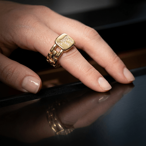 Lab Grown Diamond Pave Chai Chain Link Ring