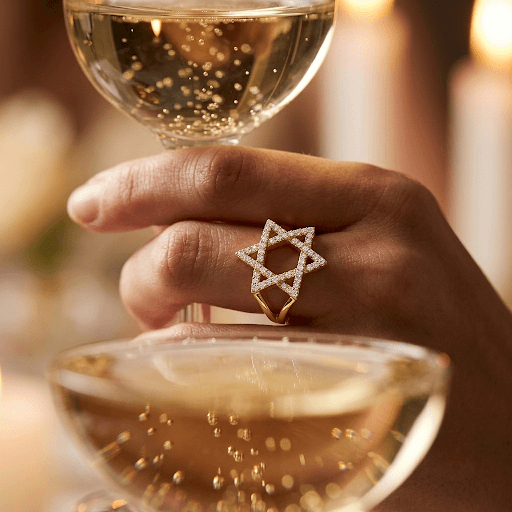 Pave Star of David Double Row Ring