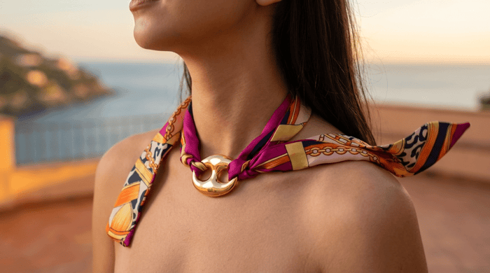 Gold Mariner Vibrant Scarf Chain Necklace