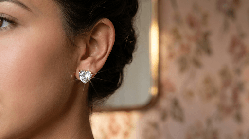 CZ Solitaire Heart Stud Earring