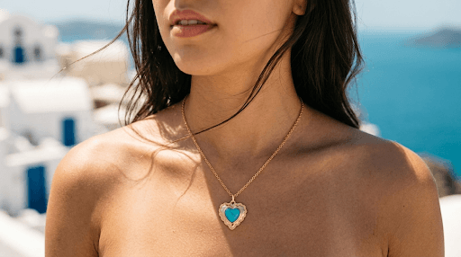 Turquoise Heart Charm Necklace