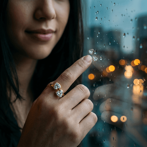 CZ Double Heart Bezel Wrap Ring
