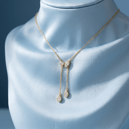 Diamond Multi Shape Bezel Drop Chain Lariat