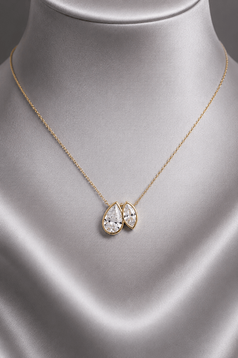 Toi E Moi Bezel Necklace 14K