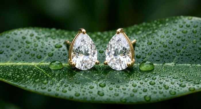 Lab Grown Diamond Sideway Pear Stud Earring 14K