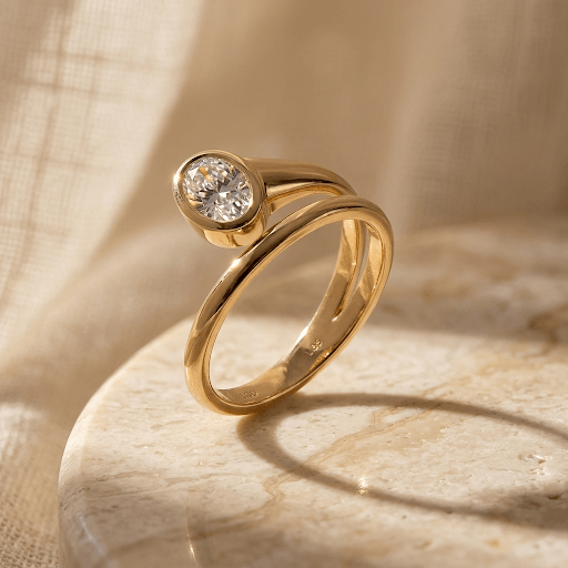 Adina Eden Lab Grown Diamond Oval Bezel Wrapped Ring 14K