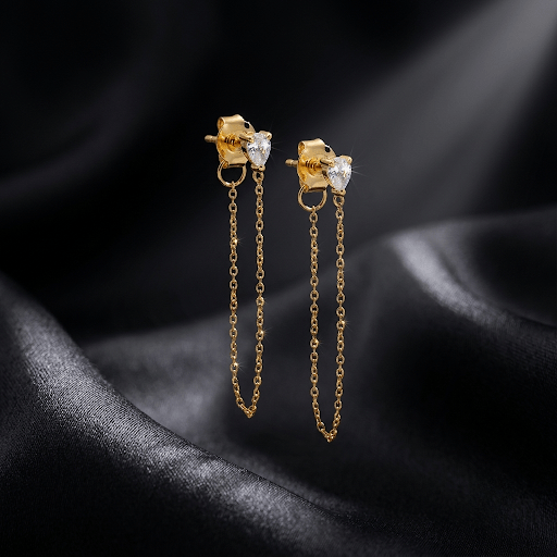 Adina Eden Lab Grown Diamond Pear Chain Drop Stud Earring