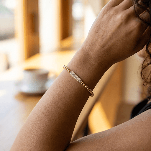 Beaded CZ Accent Bangle