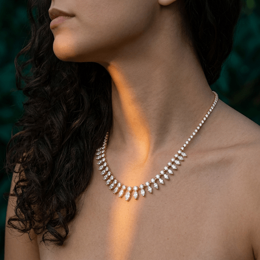 Marquise CZ Fringe Tennis Necklace