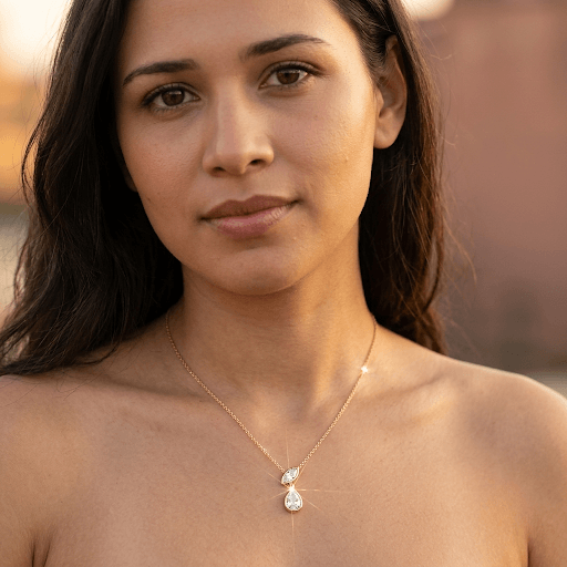 Lab Grown Diamond Marquise X Pear Drop Necklace 14K feature