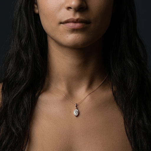 Lab Grown Diamond Marquise Bezel Dangling Charm 14K