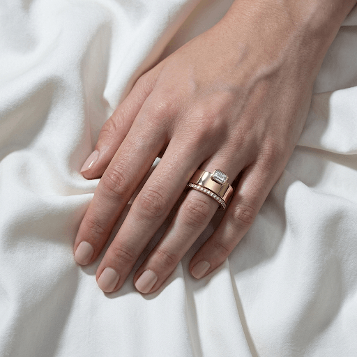 Lab Grown Diamond Emerald Wide Band Ring 14K
