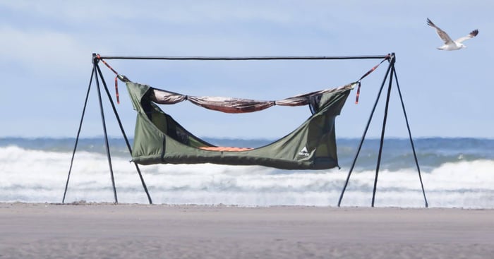 Haven Stand by YOBOGear on the beach with gull