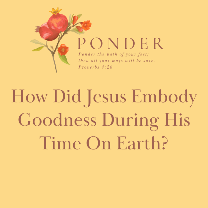 Ponder: How Did Jesus Embody Goodness While On Earth
