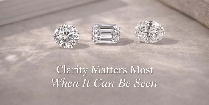 Different diamond shapes showing how clarity can appear differently