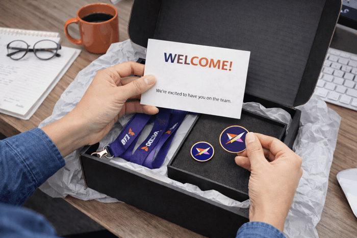 Welcome Pin Using Custom Pins for Marketing to Blend Physical & Digital