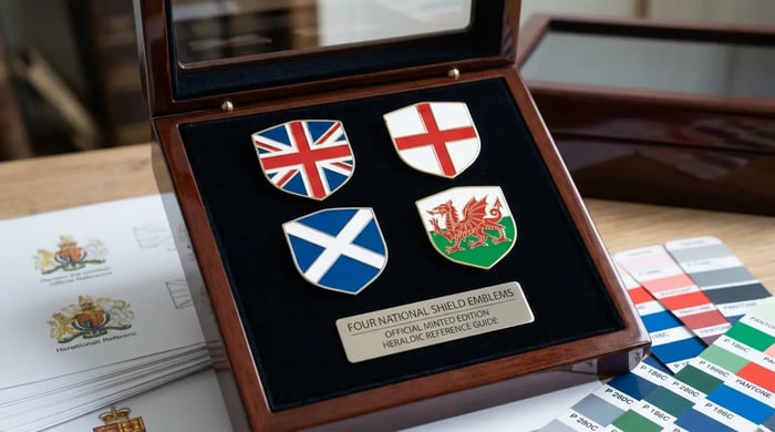 Four National Symbols of UK Flag Pins
