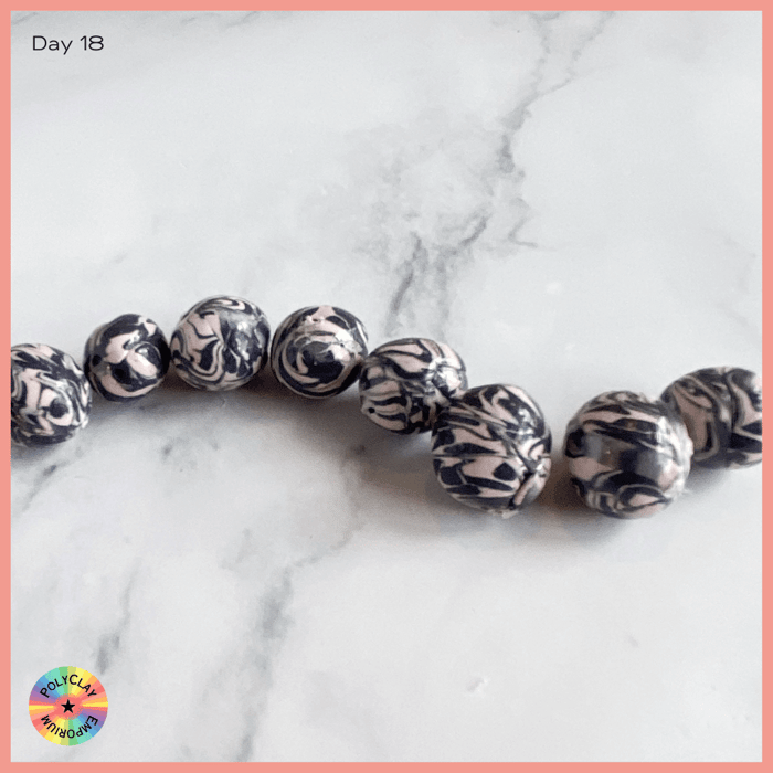 Polymer clay beads made from the extrusion above.