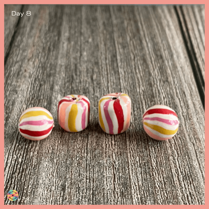 Polymer clay candy striped beads