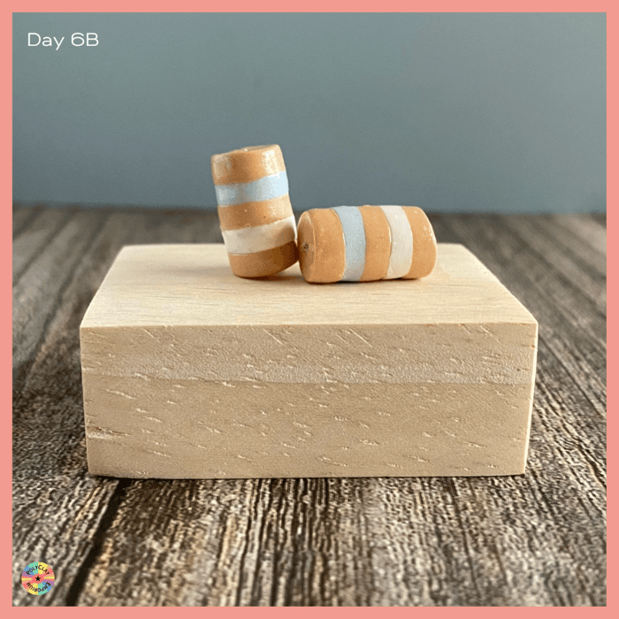 Polymer clay caramel and blue stripes
