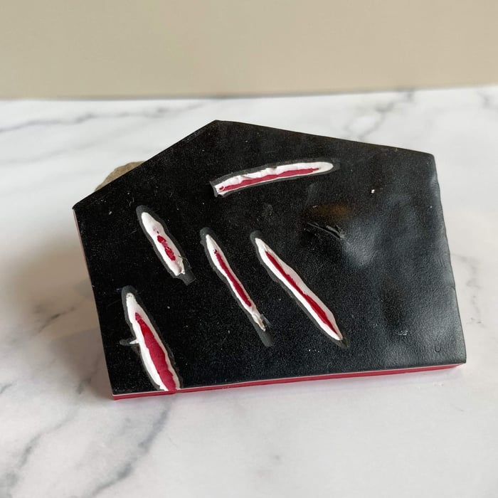 Thinner red white and black polymer clay levels make easier carving