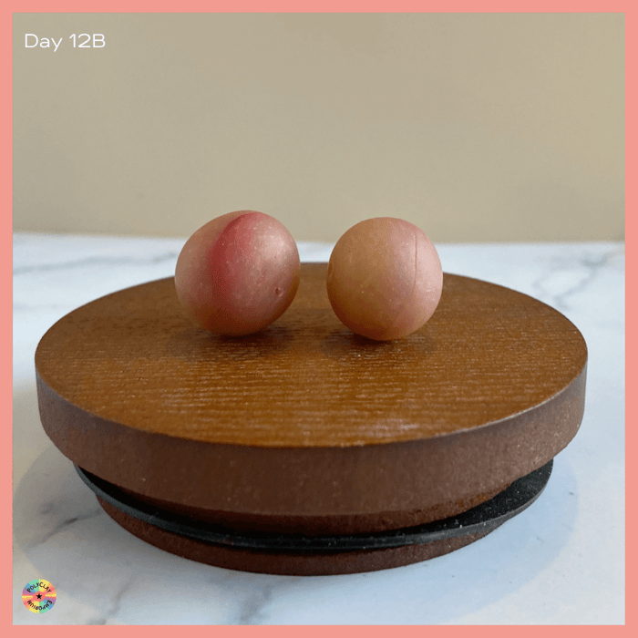 Translucent polymer clay in a thin layer over red.