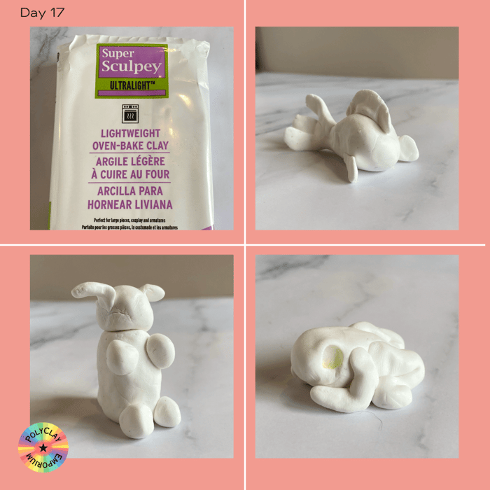 First clumsy sculpting attempts with Sculpey Ultralight polymer clay.