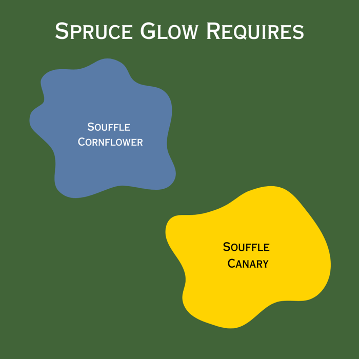 The souffle colors needed to mix Spruce Glow:  Canary and Cornflower.