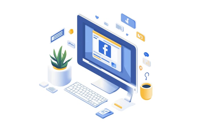 a computer displaying the Facebook platform news feed