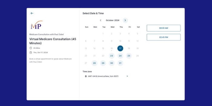 calendar scheduling interface