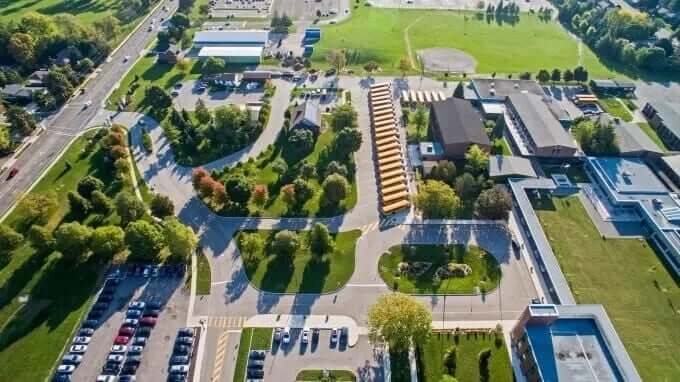 Overhead view of the Hillfield campus