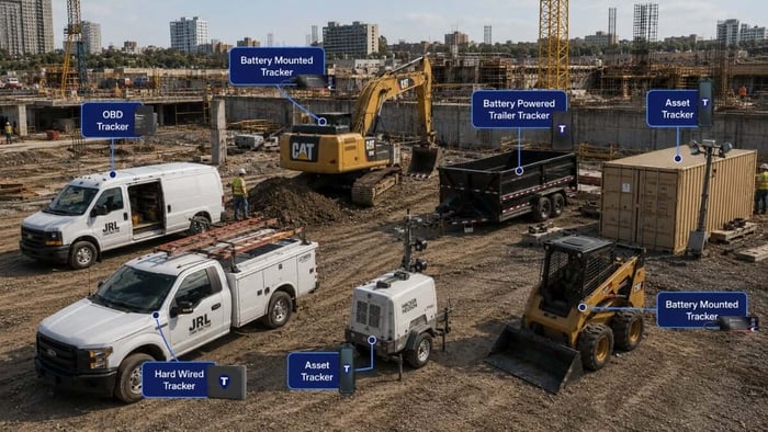 different GPS trackers for each asset for maximum coverage 