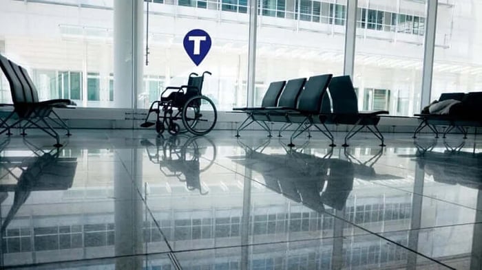 Indoor tracking a wheelchair's location by Trackem in an airport