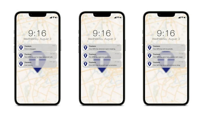 iPhones showing Trackem notifications