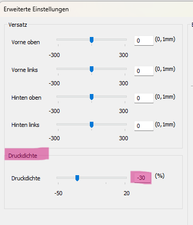 Transparentpapier bedrucken - Druckdichte einstellen