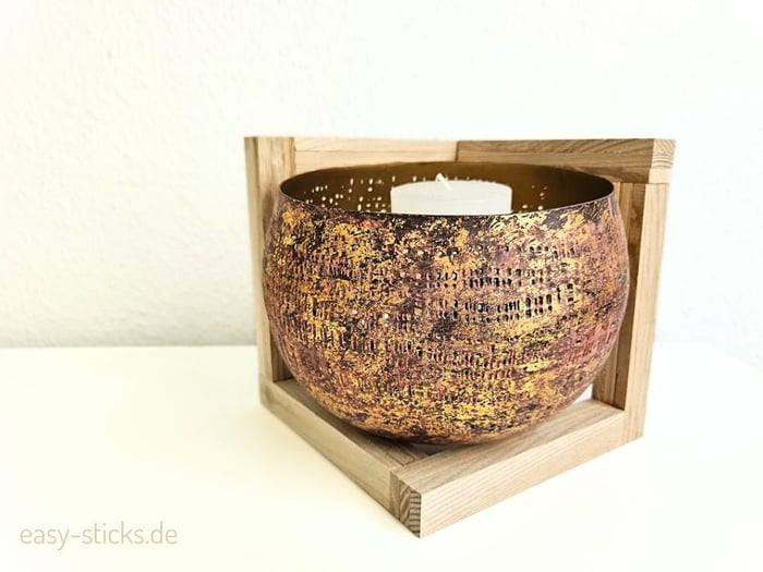 Deko Ständer aus Holz mit KugelWindlicht