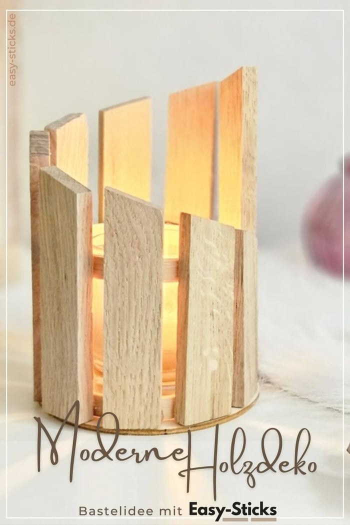 Schritt für Schritt Anleitung Modernen Teelichthalter aus Holklötzchen basteln
