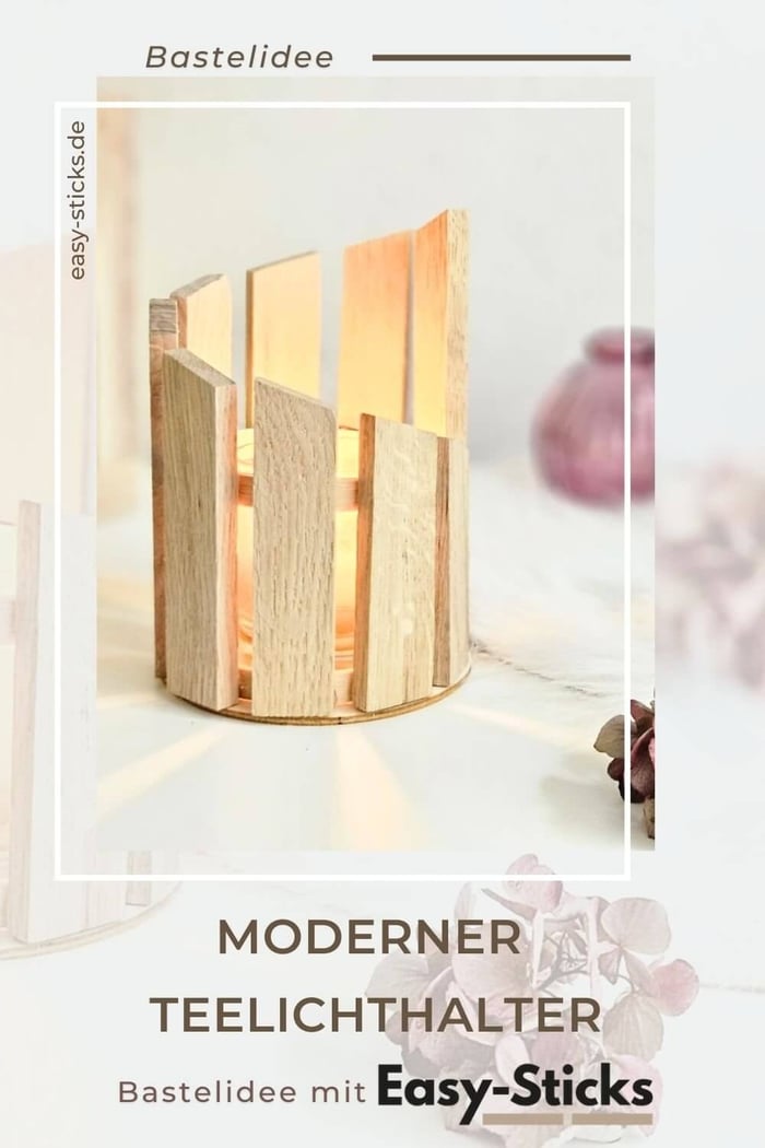 Bastelidee mit Holzklötzchen: Moderner Teelichthalter