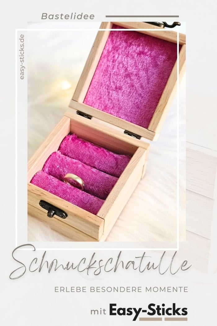 DIY Ringschatulle aus Holzklötzchen mit Stoffauskleidung