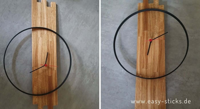 Moderne Wanduhr aus Easy-Sticks - Position des Rings