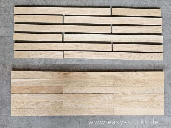 Bodenplatte des Dekotabletts aus Easy-Sticks wird zusammengelegt und erklebt