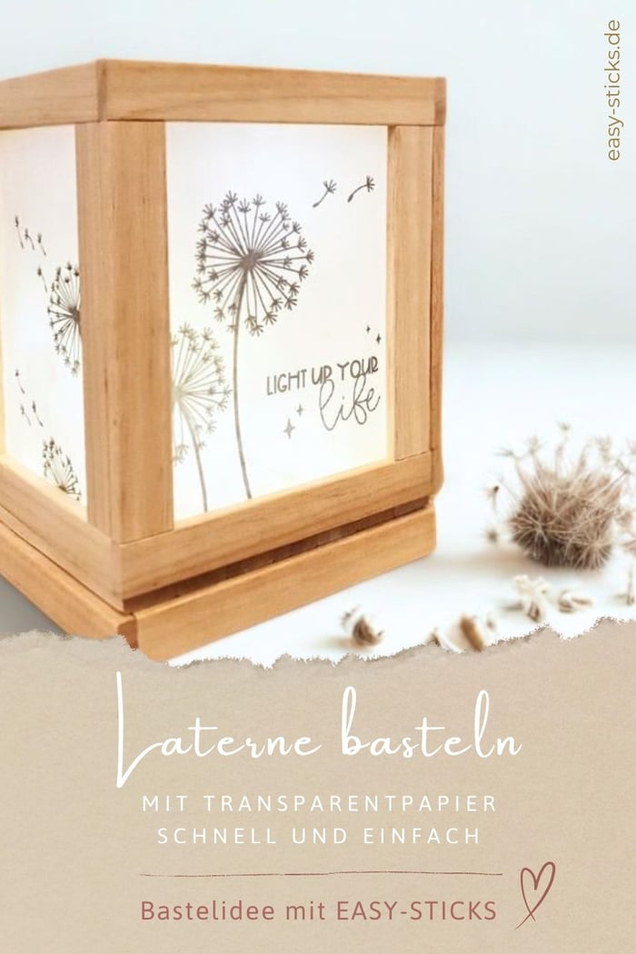 DIY Holzlaterne basteln mit Easy-Sticks und selbstgemachtem Transparentpapier – Bastelidee für Kinder