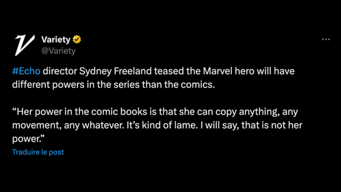 Sydney Freeland says Echo won't have the same powers as in the comics, so how....