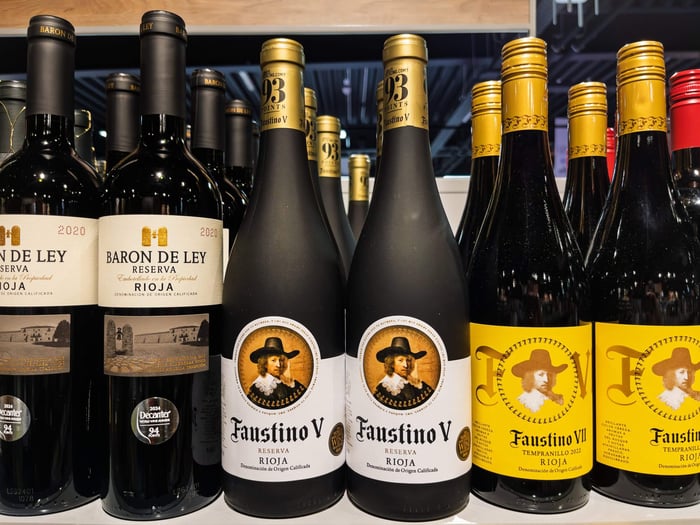 Faustino wine on a shop shelf
