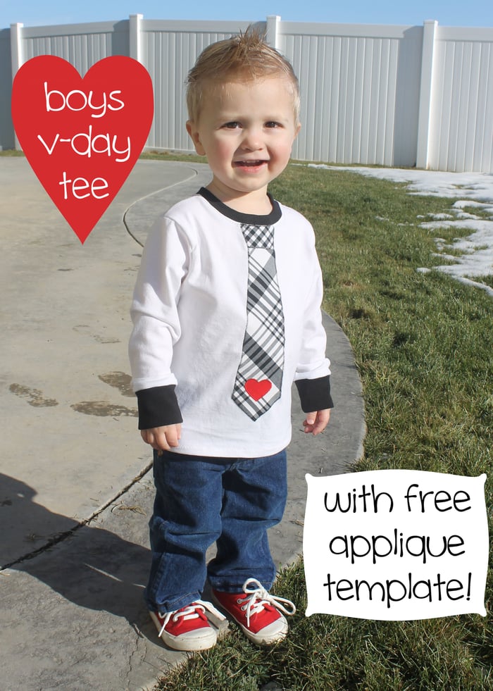 Boys Valentine's Day Tie Applique