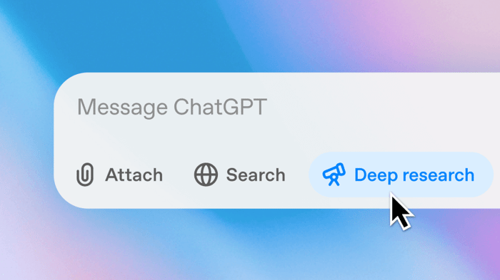 button Deep Research sur chatgpt