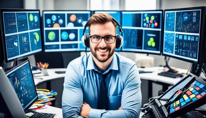 technicien informatique utilisant des logiciels spécialisés
